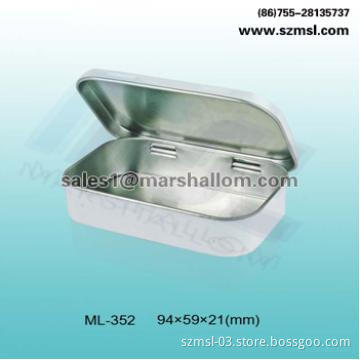 rectangular tin box, tin can, metal box